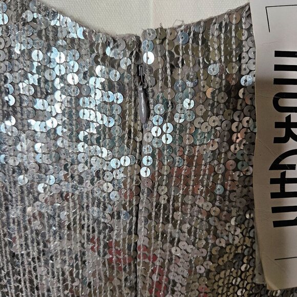 Vintage Miss Morgan Medium Sequin Silk Tank Top Silver Sparkle Hand Made NEW! - Picture 4 of 10